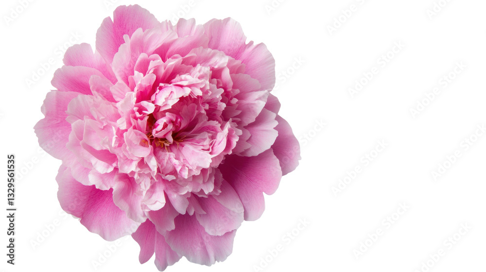 Beautiful pink peony flower with delicate petals on a white isolated background. Beautiful pink peony flower with delicate petals on a white isolated background.