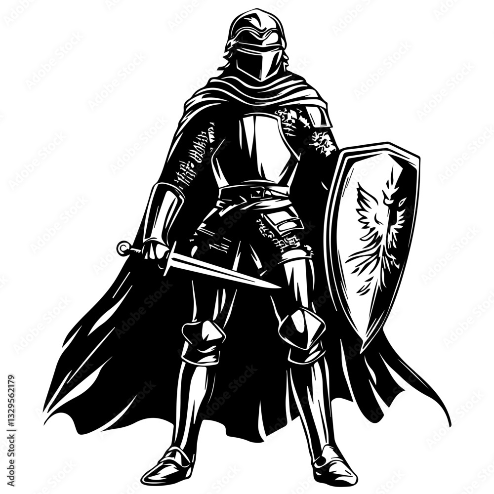 Fototapeta premium Knight Armor Silhouette – Symbol of Valor and Chivalry
