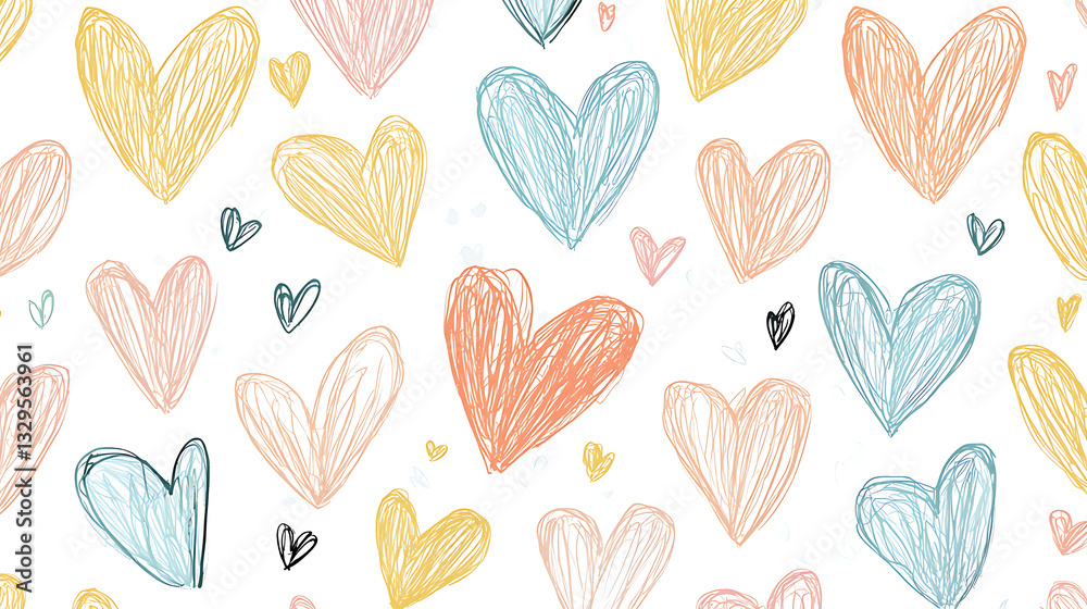 Colorful Hand-Drawn Heart Pattern Colorful Hand-Drawn Heart Pattern