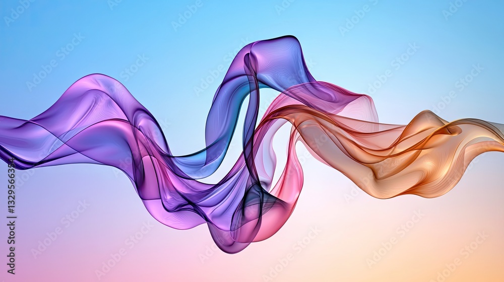 Obraz premium Abstract digital artwork featuring smooth purple curves and a dynamic wavy effect.