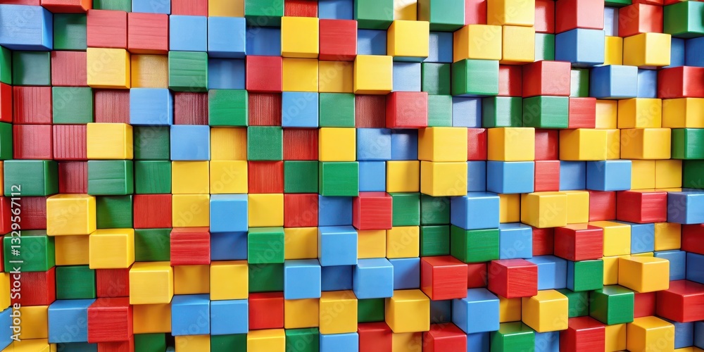 Building blocks stacked in a neat pattern to create a sturdy wall, wall construction, structural integrity Building blocks stacked in a neat pattern to create a sturdy wall, wall construction, structural integrity