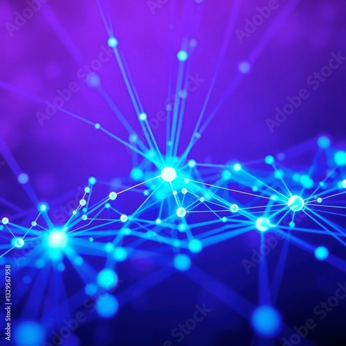 Abstract Glowing Network Connecting Points and Lines on Blue Background