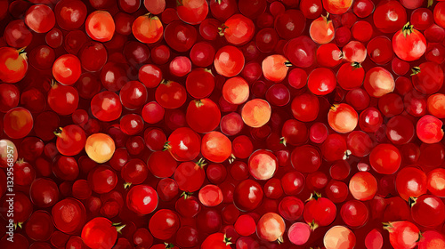 Vibrant abstract painting of red pomegranates with textured brushstrokes in a rich color palette