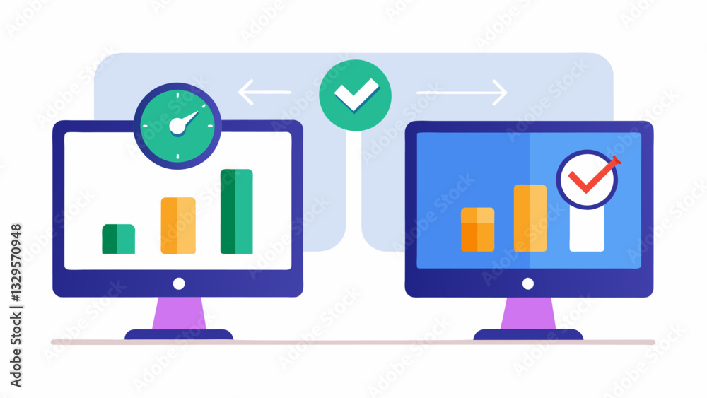 A visual comparison of screen time usage before and after implementing monitoring tools with the latter showing significantly decreased screen usage.. Vector illustration A visual comparison of screen time usage before and after implementing monitoring tools with the latter showing significantly decreased screen usage.. Vector illustration