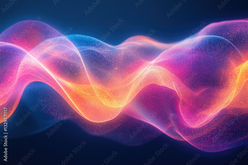 Fototapeta premium Abstract wave of vibrant, glowing particles, creating a dynamic and colorful visual effect.