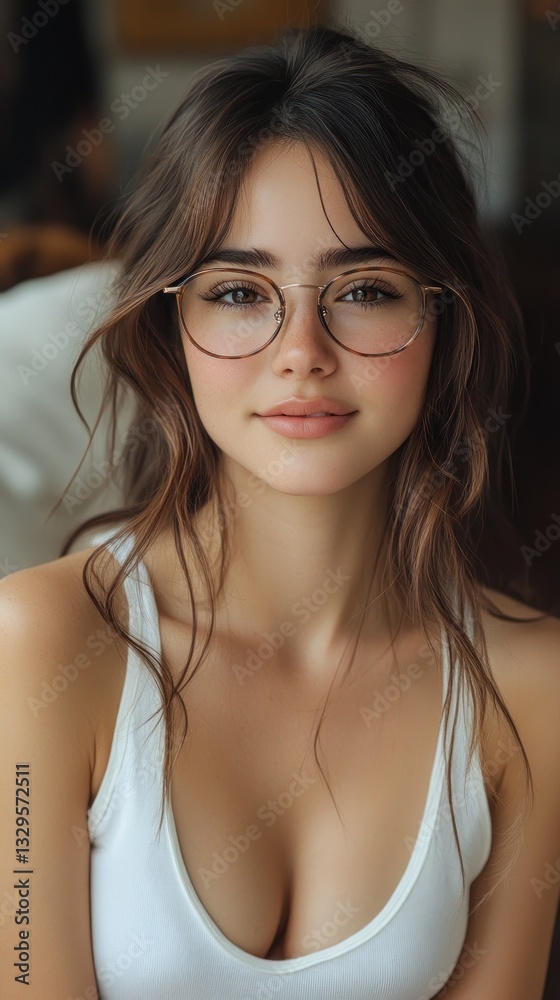 Fototapeta premium Stunning Portrait of a Young Woman with Glasses