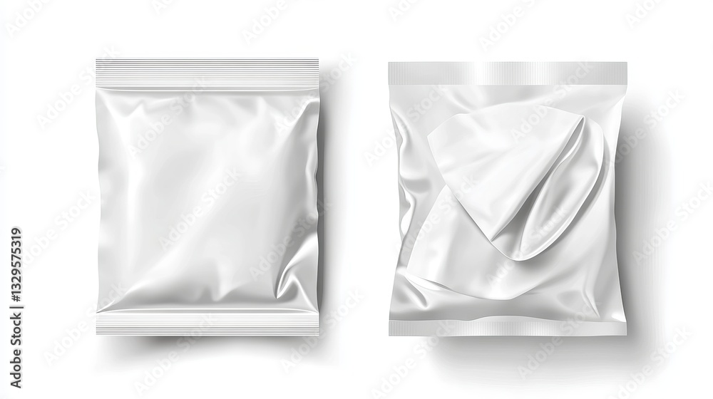A wet wipes pack with a round cover, featuring realistic transparent shadows on a white background. The vector template includes both front and side views for design purposes A wet wipes pack with a round cover, featuring realistic transparent shadows on a white background. The vector template includes both front and side views for design purposes