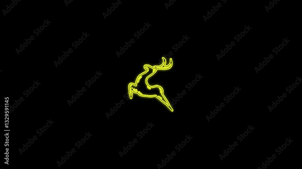 a mesmerizing neon outline of a graceful antelope leaping in a dark void, showcasing elegance and motion a mesmerizing neon outline of a graceful antelope leaping in a dark void, showcasing elegance and motion