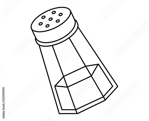 Hand drawn cute outline illustration salt shaker. Flat vector ingredient doodle. Spice for food line art icon or sticker. Superstition. Salt of the earth. Spiritual protection or cleansing. Isolated.