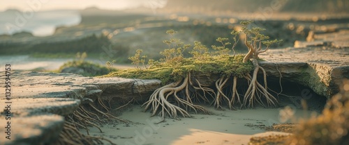 Ancient Vegetation Taking Root on a Primitive Shoreline