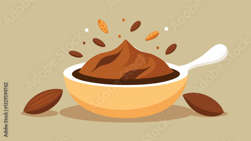The smooth warm texture of the freshly ground chocolate is enhanced by the sweet notes of vanilla and the subtle hint of almond creating a truly unique flavor.. Vector illustration
