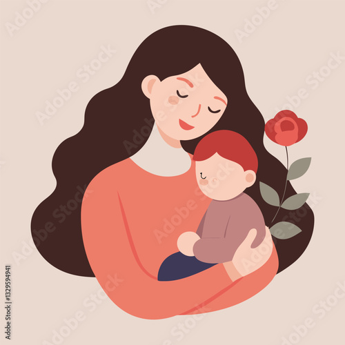 Heartwarming Mother's Day Embrace: A Loving Hug Joy Kid Boy Love Care 