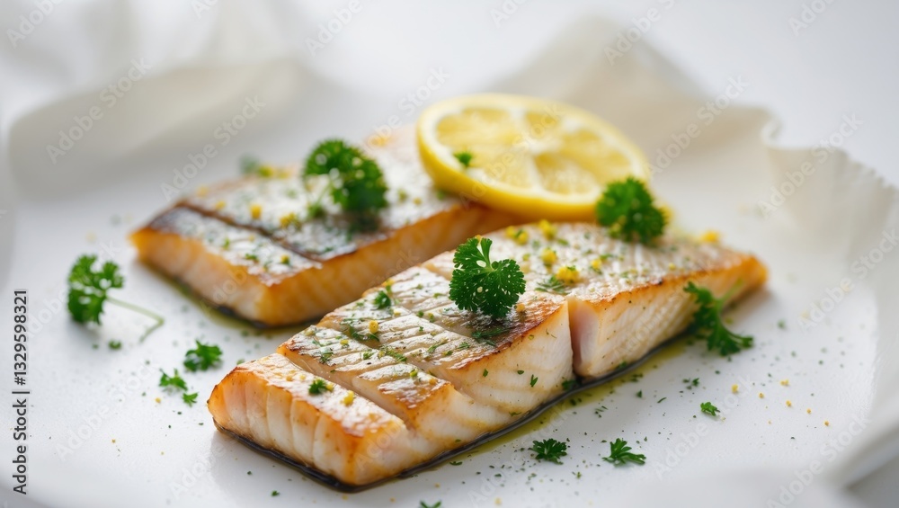 Grilled Fish Steaks with Lemon and Parsley. Grilled Fish Steaks with Lemon and Parsley.