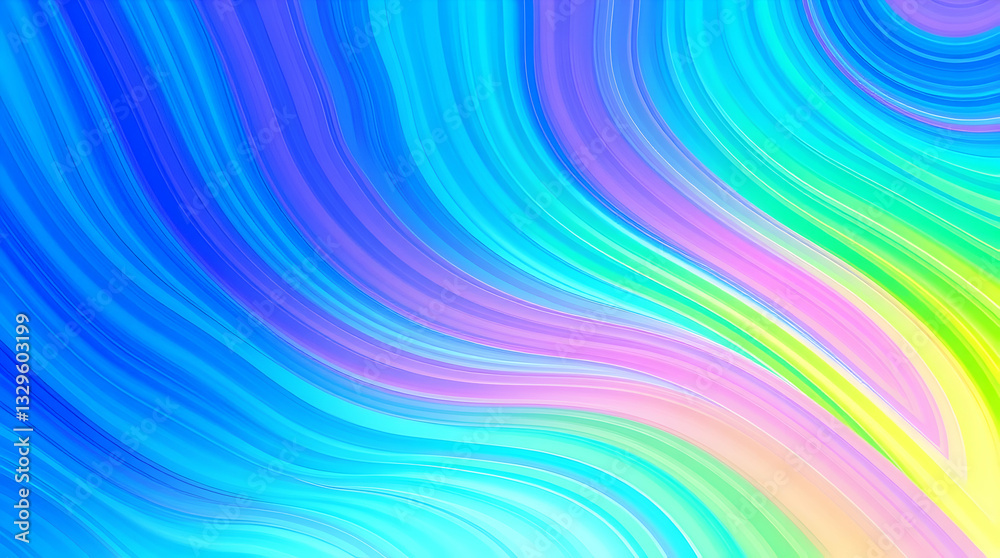 Obraz premium Abstract swirling pastel rainbow wave pattern background.