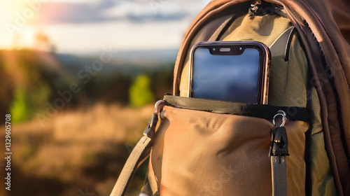Smartphone in a Backpack Pocket Mockup – Travel & Outdoor Use