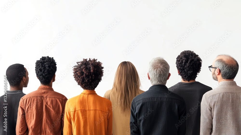 Obraz premium Diverse Group of People Looking Ahead: Unity, Future, and Potential
