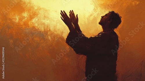 A solitary man in prayer, seeking solace and connection in spiritual devotion