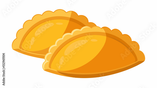 The empanadas are then brushed with beaten egg giving them a shiny and golden finish when baked.. Vector illustration