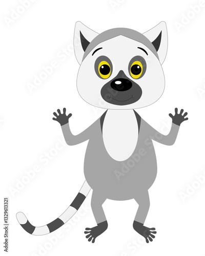 Lemur vector illustration. Children's typography.