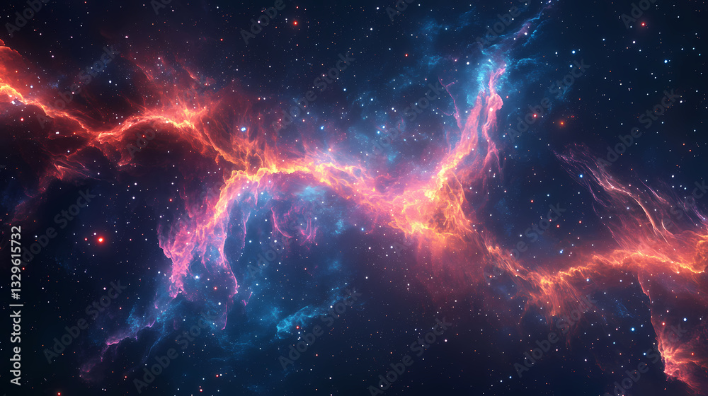 Luminous nebula with glowing tendrils and filaments , tendrils, glow. Luminous Filaments. Illustration Luminous nebula with glowing tendrils and filaments , tendrils, glow. Luminous Filaments. Illustration