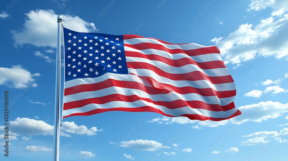 American flag waving in a clear blue sky. American flag waving in a clear blue sky.
