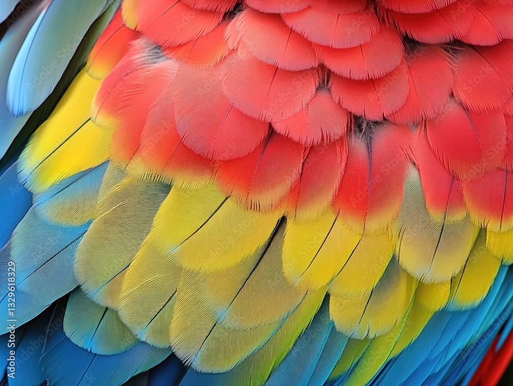 Fototapeta premium Vibrant Parrot Feathers Close-Up.