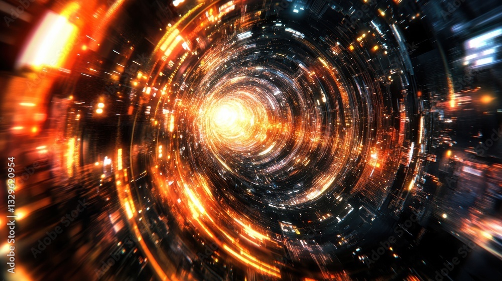 Obraz premium Quantum Chip Glowing under Swirling Light Qubits