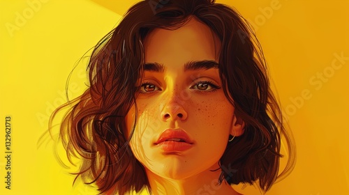 Serious Emotional Girl Pointing at You on a Yellow Background
