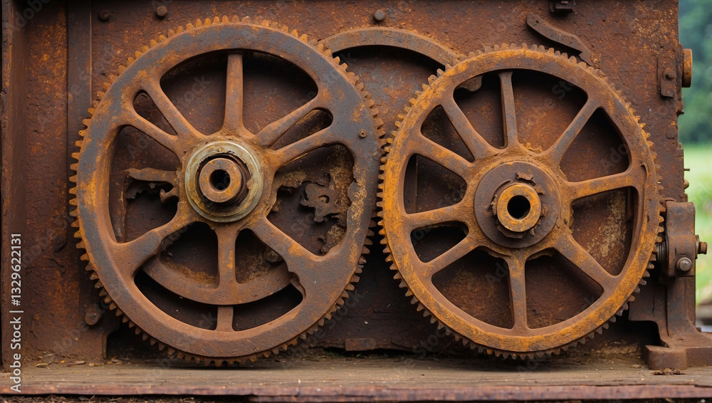 Fototapeta premium An Artistic Representation of a Rusty Old Cog Wheel Highlighting Its Unique Character