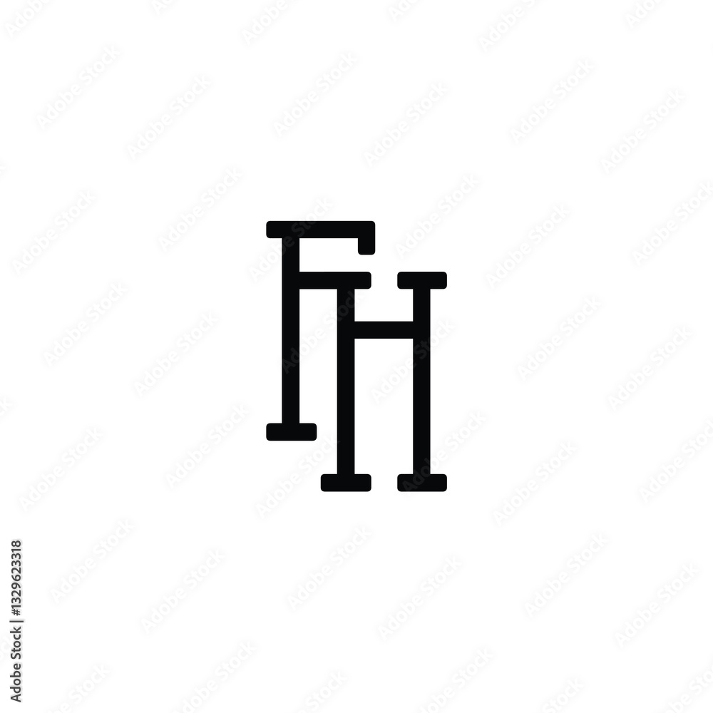 FH monogram logo design letter text name symbol monochrome logotype alphabet character simple logo FH monogram logo design letter text name symbol monochrome logotype alphabet character simple logo