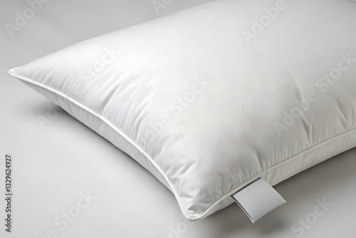 Pillow mockup with a blank label or tag. Realistic high-resolution template for branding, packaging, and product presentation. Perfect for showcasing pillow designs or textile branding.