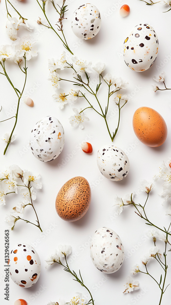 Obraz premium Decorative Eggs Surrounded by Delicate Flowers
