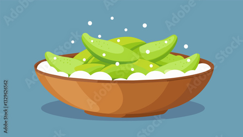 Baked edamame sprinkled with sea salt offering a crunchy and proteinpacked snack for athletes looking to refuel without reaching for highsugar. Vector illustration