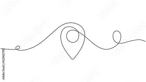 Minimalist Continuous One Line Location Marker