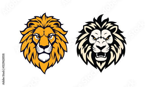 Black and Gold illustration of Lion head vector with ion head angry roaring logo vector silhouette