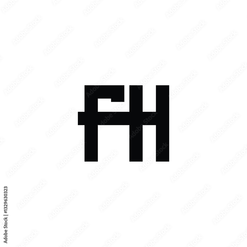 Obraz premium FH monogram logo design letter text name symbol monochrome logotype alphabet character simple logo