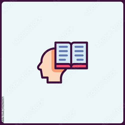 Conceptual icon portraying knowledge acquisition and learning process