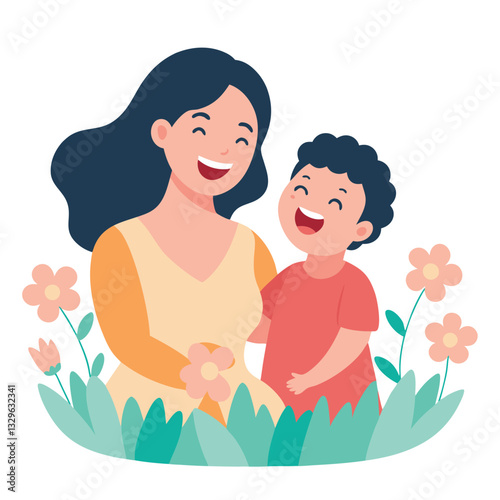 Mother's Day Joy: A Mom and Child's Shared Laugh Son Love Care Kids   