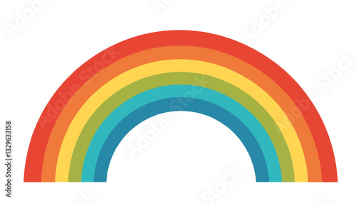 Vibrant geometric rainbow pattern on simple white background, symbolism