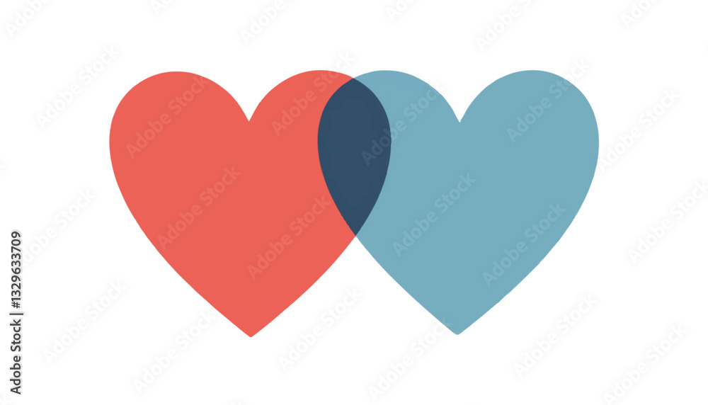 Overlapping geometric hearts symbolizing love, LGBTQ+ unity