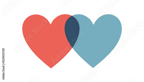 Overlapping geometric hearts symbolizing love, LGBTQ+ unity