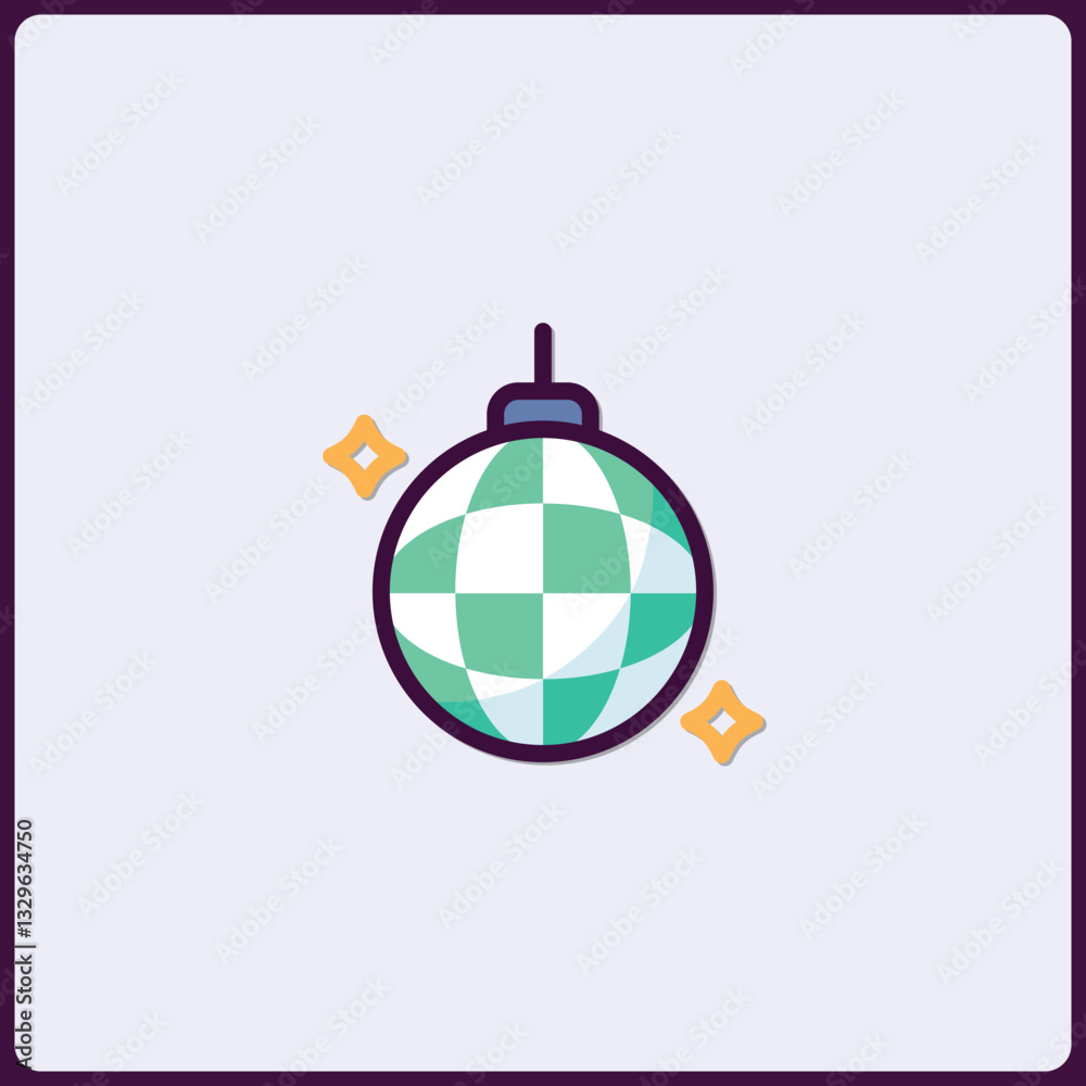 Obraz premium Captivating Disco Ball Icon Radiating Festive Celebration Vibes and Joyful Atmosphere
