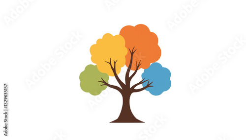Colorful family tree graphic illustration, genealogical connections