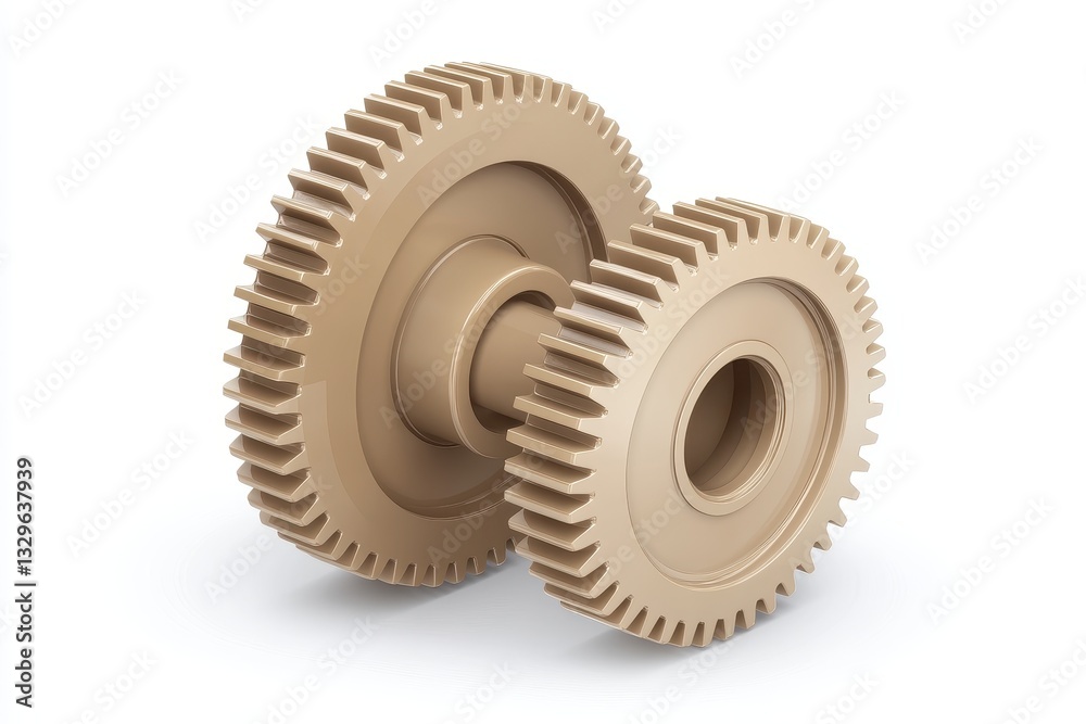 Brown Industrial Gears Isolated on White Background for Engineering Use Brown Industrial Gears Isolated on White Background for Engineering Use