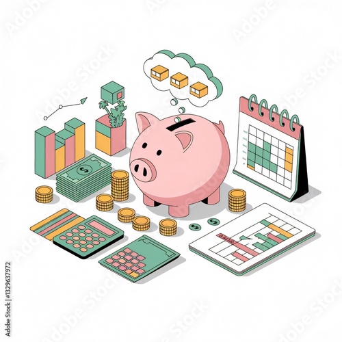 Modern Finance Vector Illustration with Money Management Icons