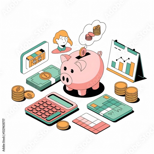 Modern Finance Vector Illustration with Money Management Icons