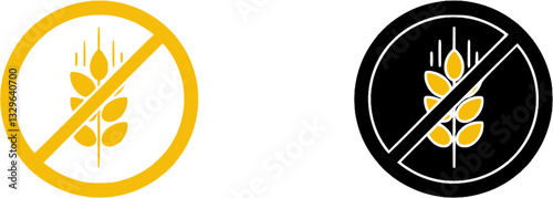 Gluten free vector icon set. Wheat grains isolated on white background. No gluten symbol vector.
