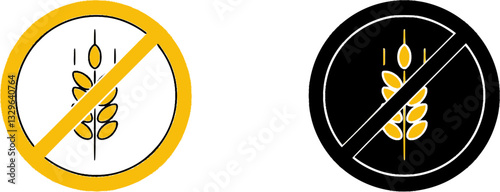 Gluten free vector icon set. Wheat grains isolated on white background. No gluten symbol vector.
