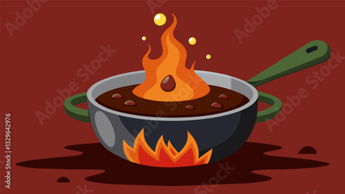 The mole sauce simmers to perfection releasing a y smoky fragrance that makes the mouth water.. Vector illustration