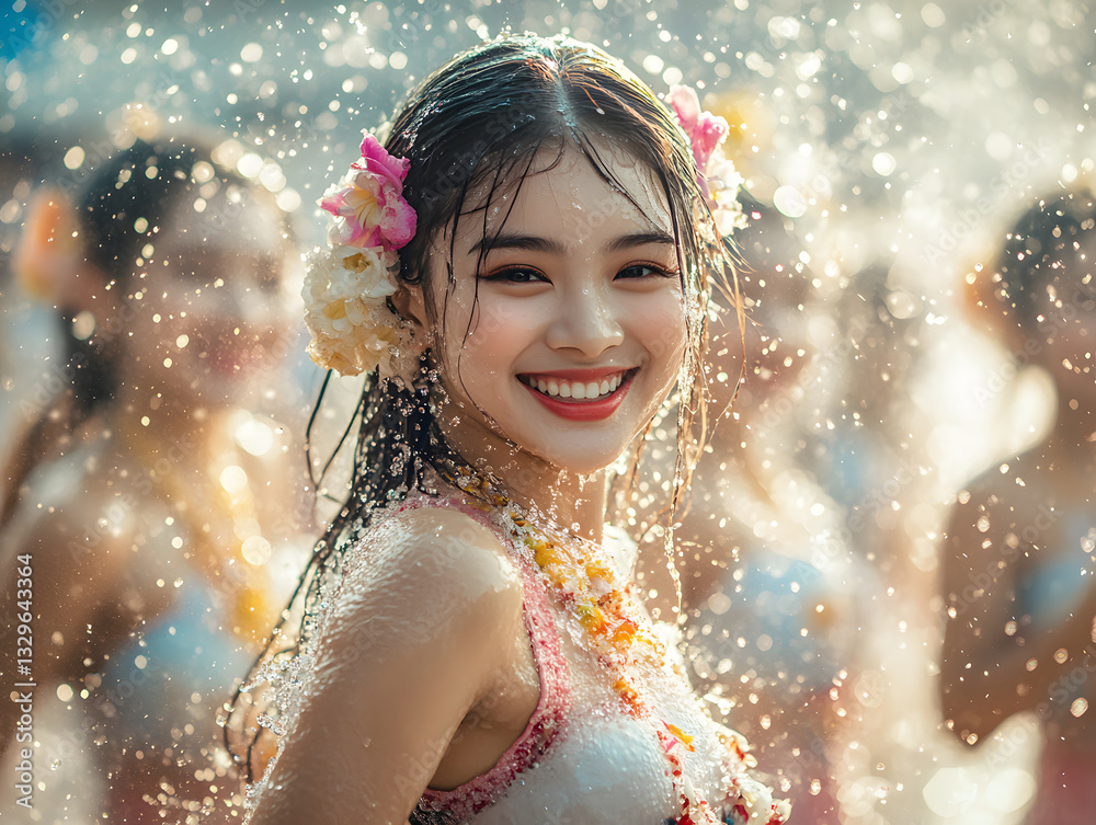 Fototapeta premium Joyful Celebration at the Water Festival